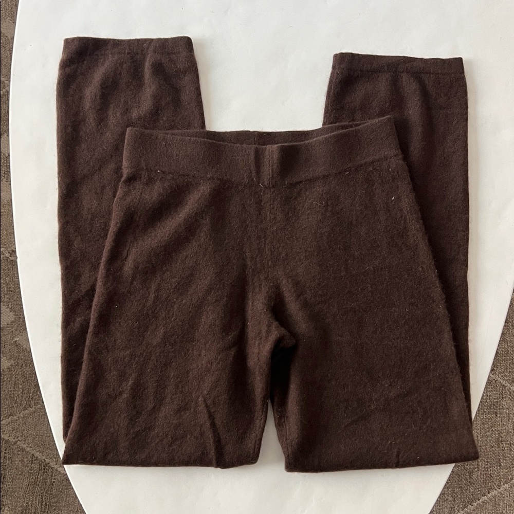 Neiman Marcus Cashmere 100% Cashmere Brown Pull On Pants Small $250 - Picture 2 of 6